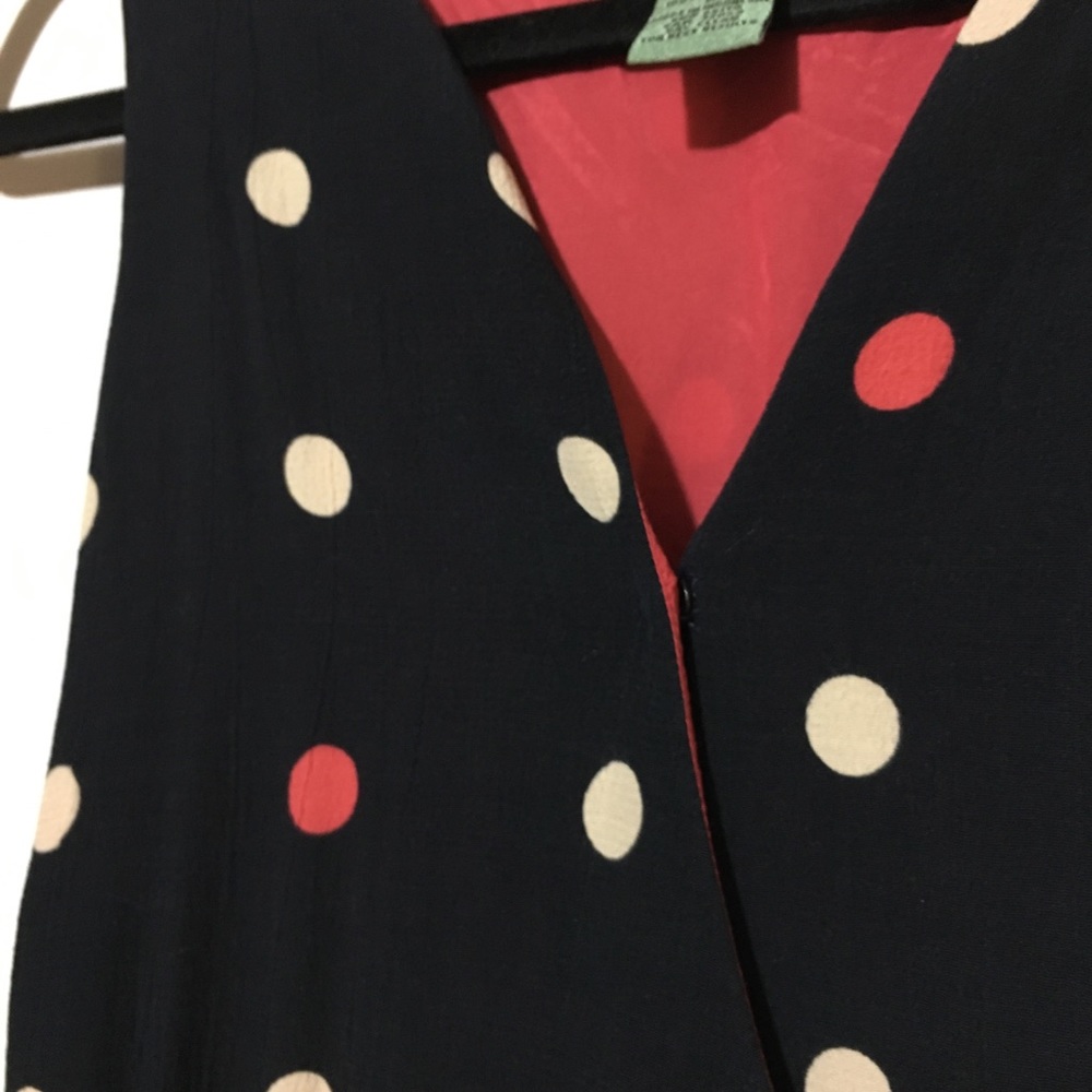 Anthropologie Black Polka Dot Midi Dress with Red Accents - Picture 8 of 16